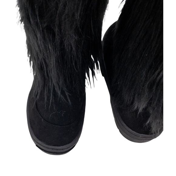 Nature Breeze Black Tibet Drape Long Fur Accent Boots 10 Women's - Picture 6 of 10